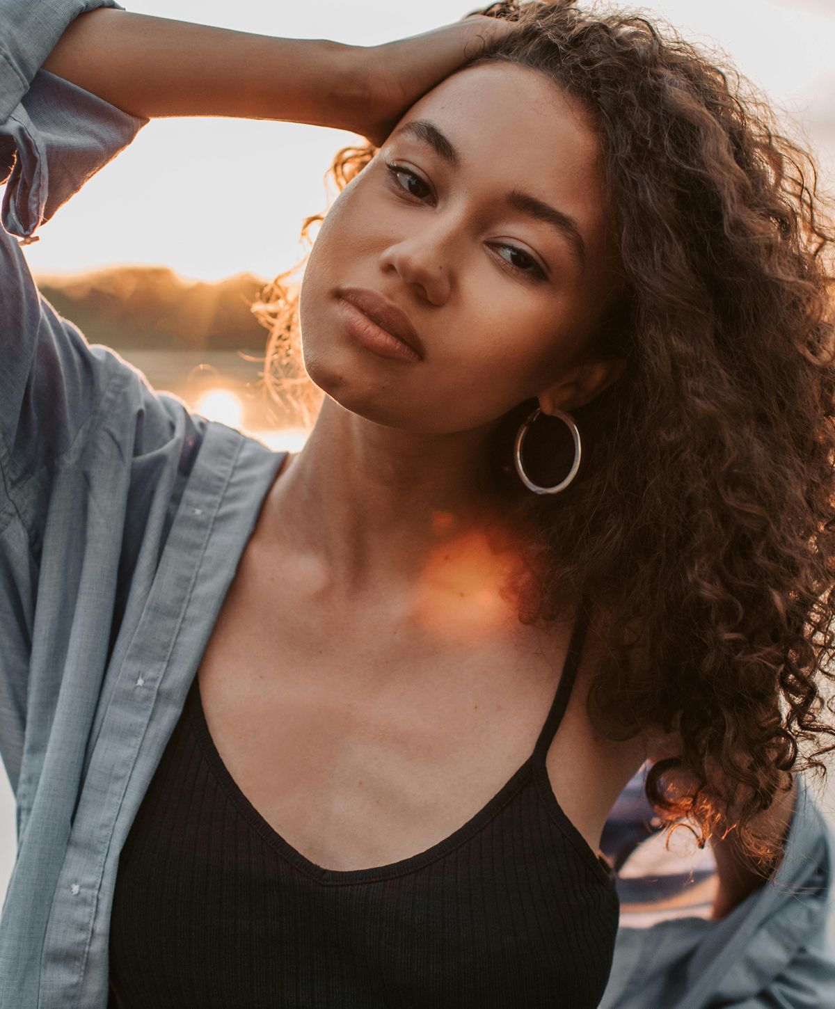 Close-up of a woman showcasing natural beauty.