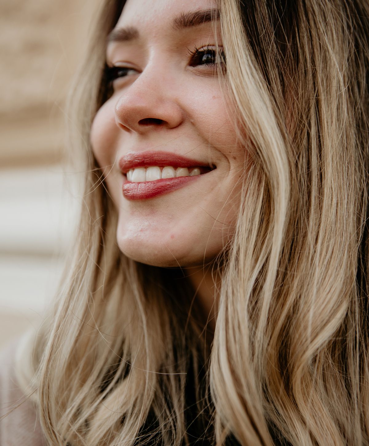 Close-up of a woman showcasing natural beauty.