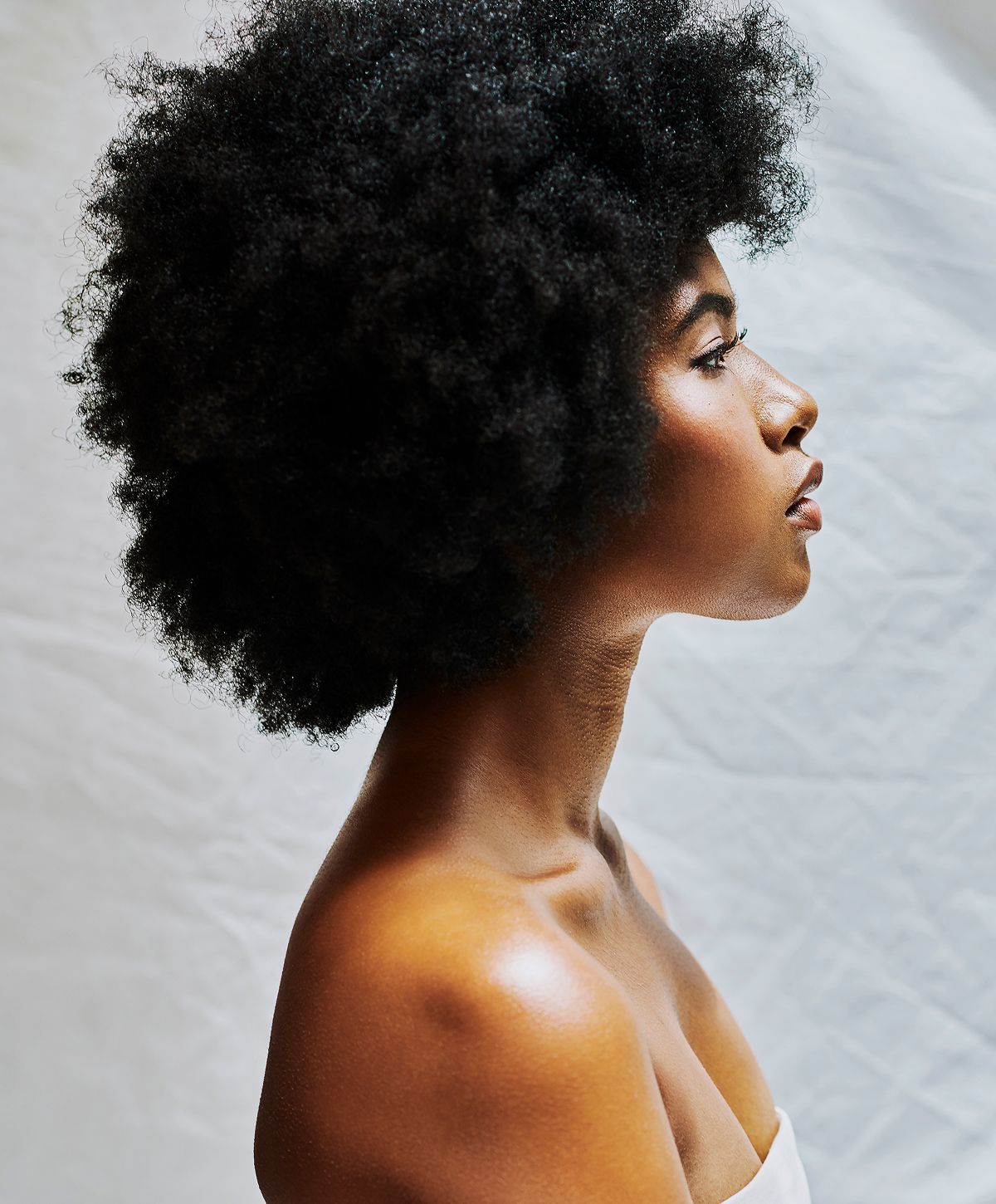 Close-up of a woman showcasing natural beauty.