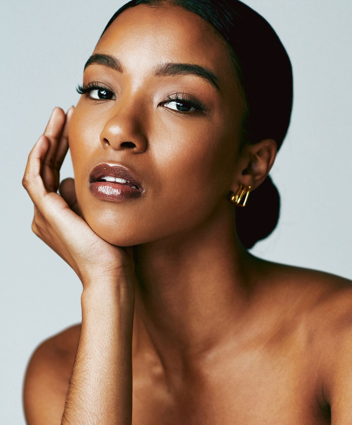 Close-up of a woman showcasing natural beauty.